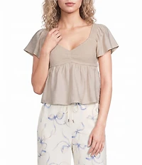 Honey & Sparkle Solid Smocked Baby Doll Top
