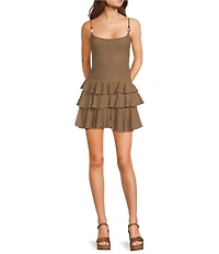 Honey & Sparkle Straight Neck Tiered Ruffle Dress