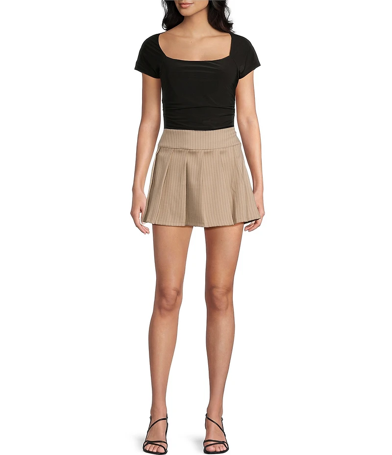 Honey & Sparkle Stripe Pattern Pleated Skirt
