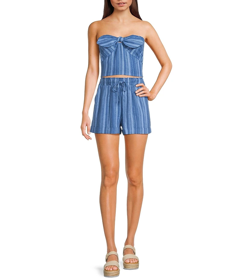 Honey & Sparkle Striped Mid Rise Coordinating Pull-On Shorts