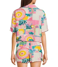 Honey & Sparkle Woven Printed Short Sleeve Coordinating Camp Shirt