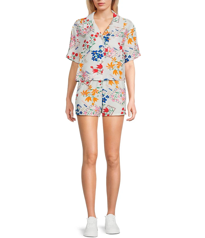 Honey & Sparkle Woven Printed Short Sleeve Coordinating Camp Shirt