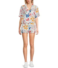 Honey & Sparkle Woven Printed Short Sleeve Coordinating Camp Shirt