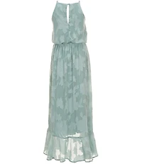 Honey and Rosie Big Girls Floral Burnout Sleeveless Ruffle Hem Maxi Dress