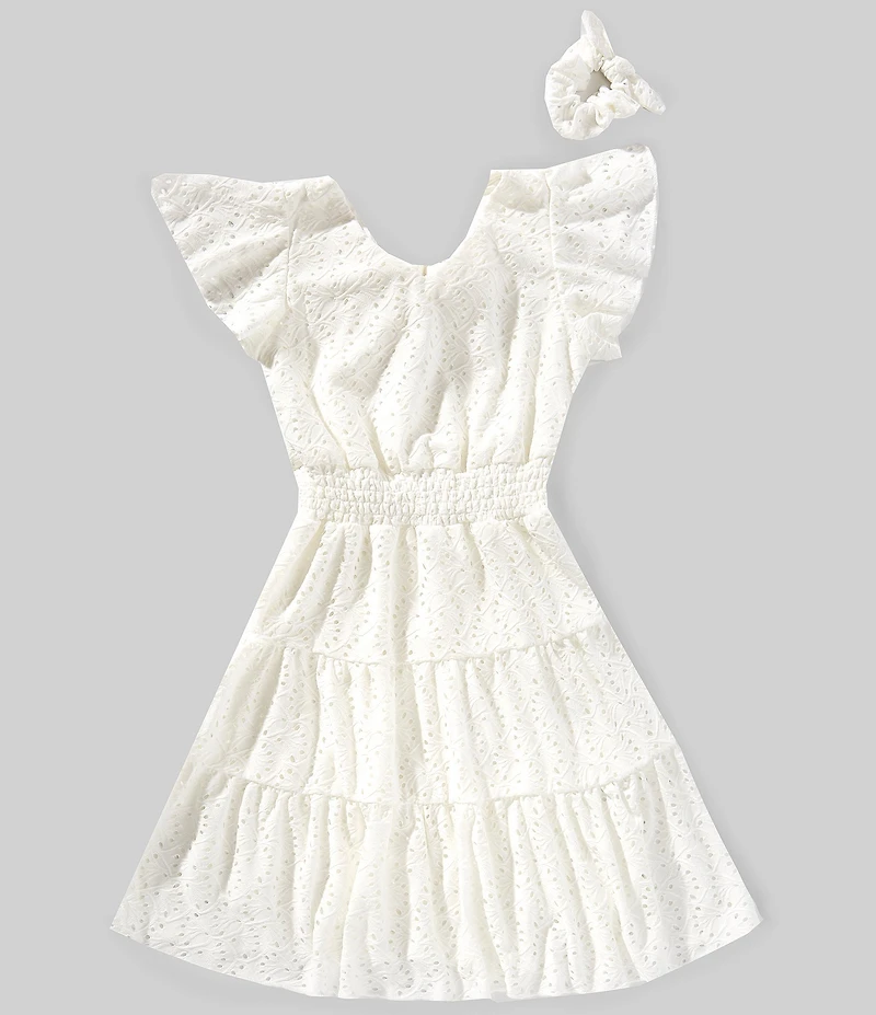 Honey and Rosie Big Girls Flutter-Sleeve Swiss-Dot Fit & Flare Dress