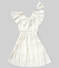 Honey and Rosie Big Girls Flutter-Sleeve Swiss-Dot Fit & Flare Dress