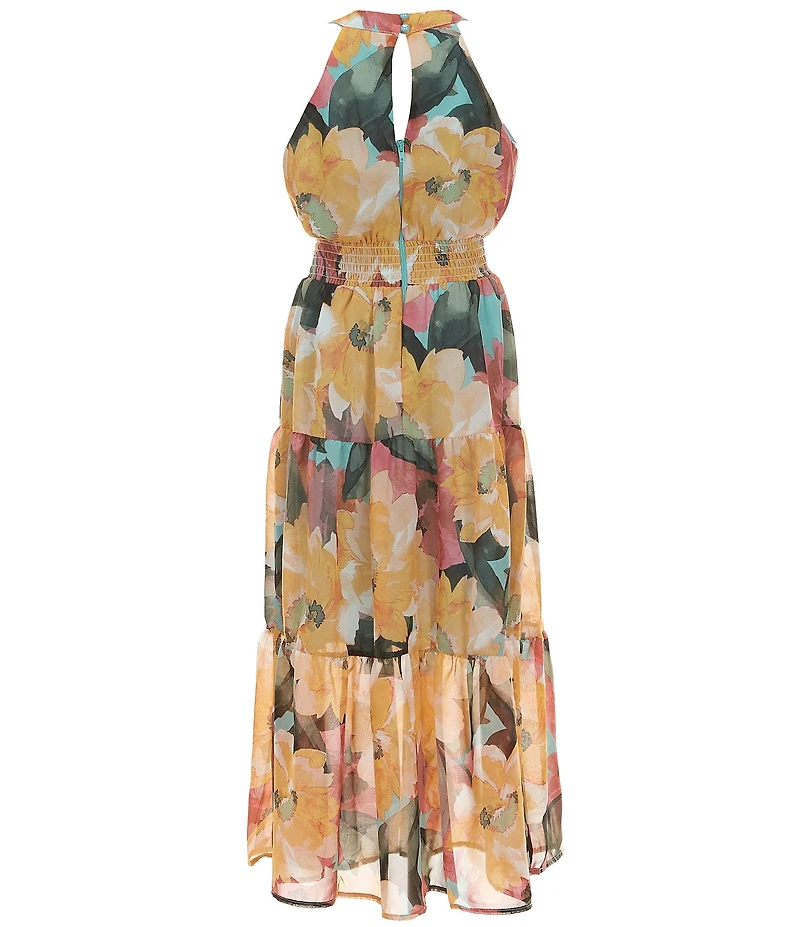 Honey and Rosie Big Girls High Neck Sleeveless Floral Maxi Dress