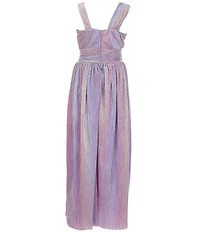 Honey and Rosie Big Girls One-Shoulder Holographic Mesh Pleated Ballgown