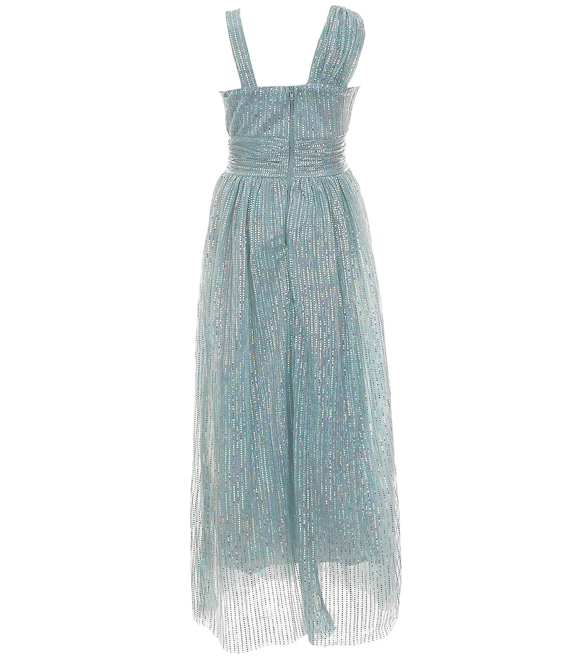 Honey and Rosie Big Girls One Shoulder Sequin Long Dress