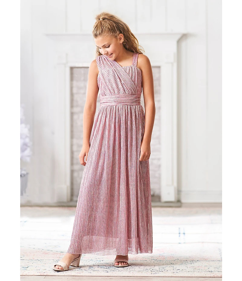 Honey and Rosie Big Girls One Shoulder Sequin Long Dress