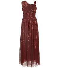 Honey and Rosie Big Girls One Shoulder Sequin Long Dress