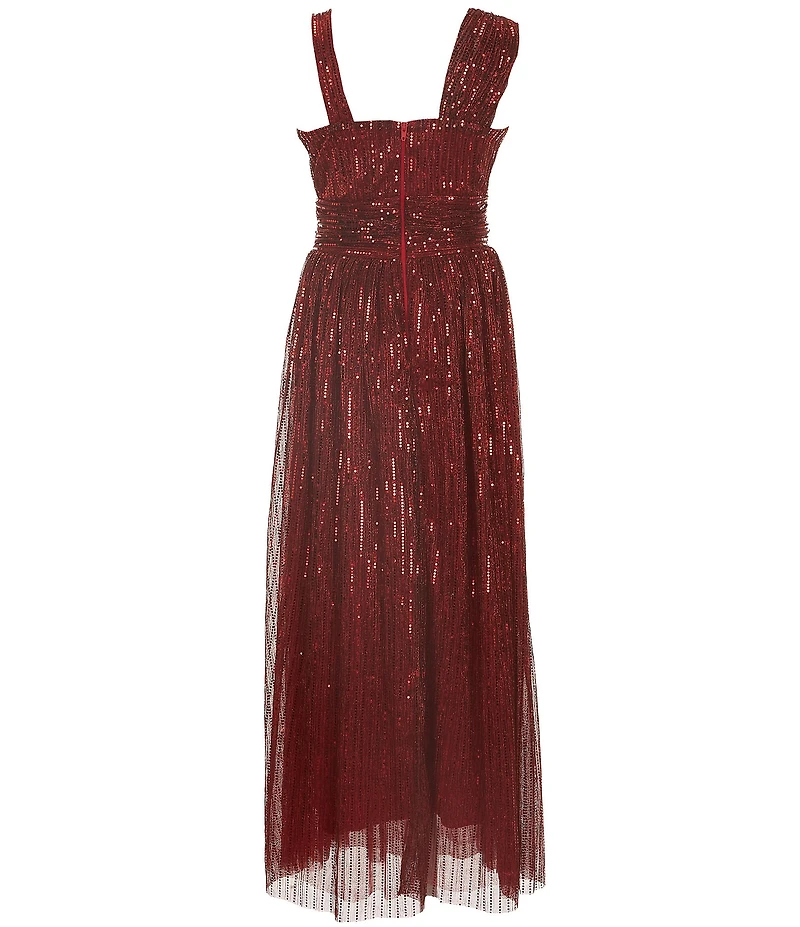 Honey and Rosie Big Girls One Shoulder Sequin Long Dress