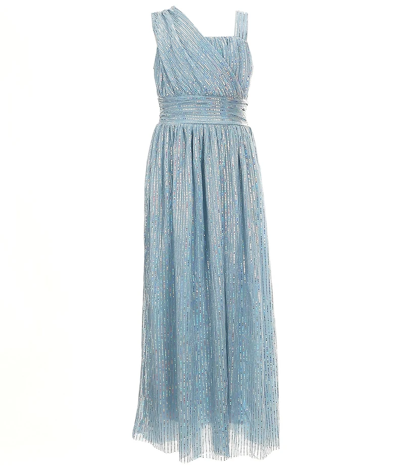 Honey and Rosie Big Girls One Shoulder Sequin Long Dress