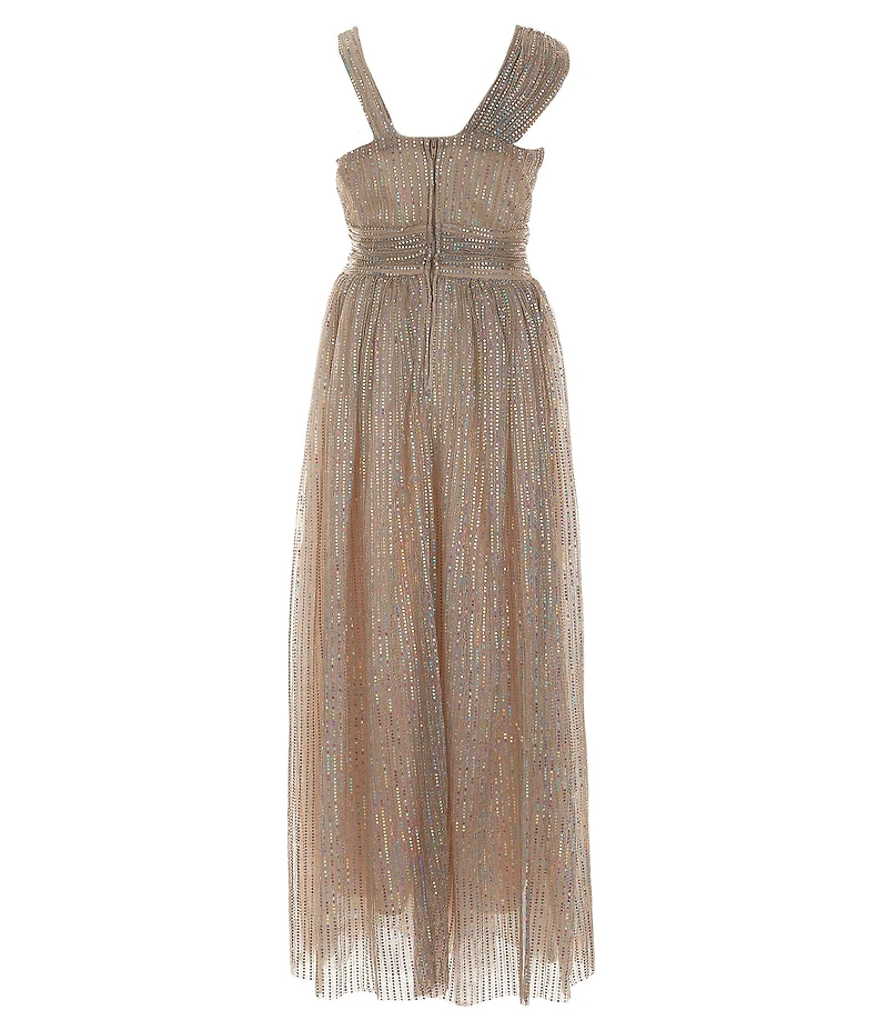 Honey and Rosie Big Girls One Shoulder Sequin Long Dress