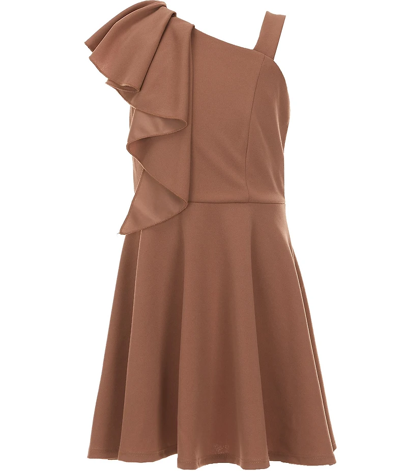 Honey and Rosie Big Girls One-Shoulder Ruffle Fit & Flare Dress