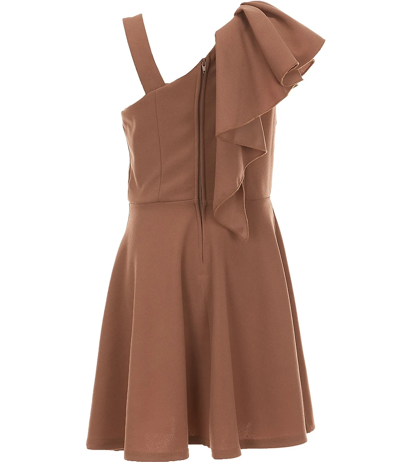 Honey and Rosie Big Girls One-Shoulder Ruffle Fit & Flare Dress