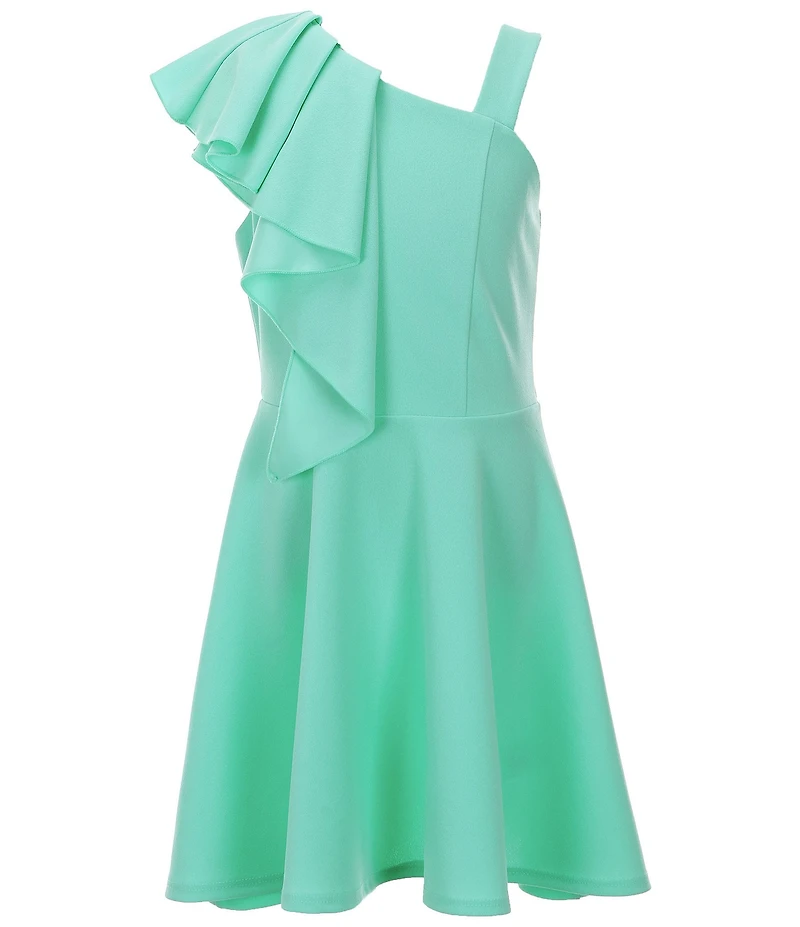 Honey and Rosie Big Girls One-Shoulder Ruffle Fit & Flare Dress