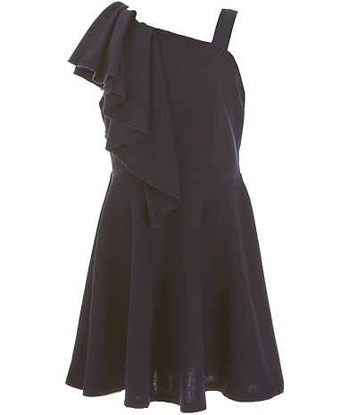 Honey and Rosie Big Girls One Shoulder Ruffle Fit & Flare Dress