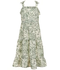 Honey and Rosie Big Girls Sleeveless Bow Shoulder Ruffled Tank Dress
