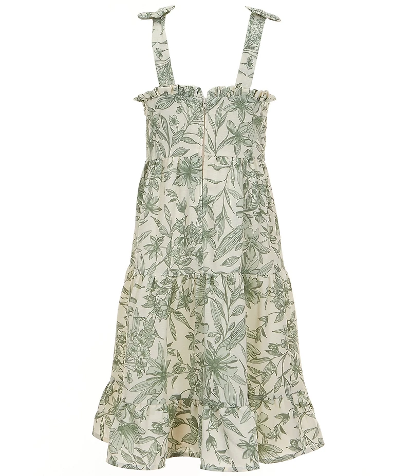 Honey and Rosie Big Girls Sleeveless Bow Shoulder Ruffled Tank Dress