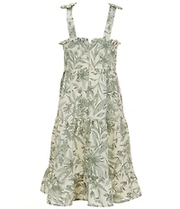 Honey and Rosie Big Girls Sleeveless Bow Shoulder Ruffled Tank Dress