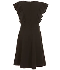 Honey and Rosie Big Girls Sleeveless Scuba Ruffle Front Dress