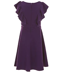 Honey and Rosie Big Girls Sleeveless Scuba Ruffle Front Dress