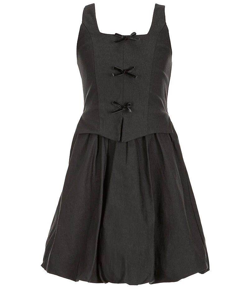 Honey and Rosie Big Girls Bubble Skirt Corset Bow Dress