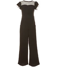 Honey And Rosie Big Girls Flocked Mesh Polka Dot Jumpsuit