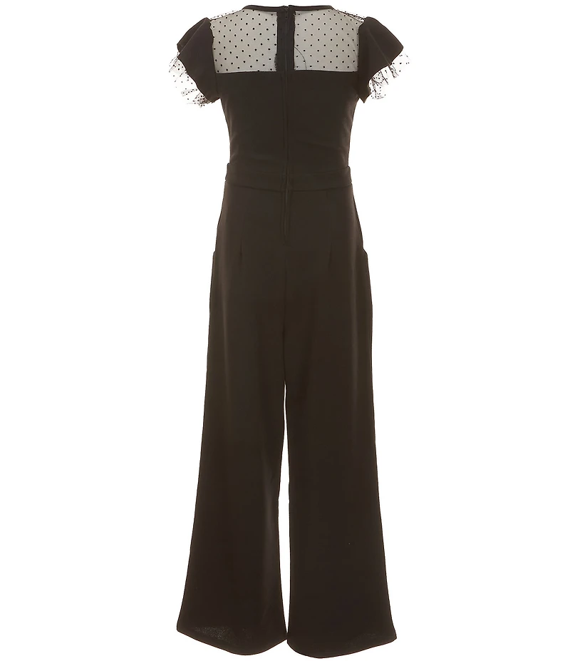 Honey And Rosie Big Girls Flocked Mesh Polka Dot Jumpsuit