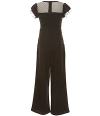 Honey And Rosie Big Girls Flocked Mesh Polka Dot Jumpsuit