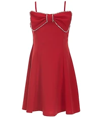 Honey and Rosie Big Girls Sleeveless Rhinestone-Embellished-Bow-Front Minidress