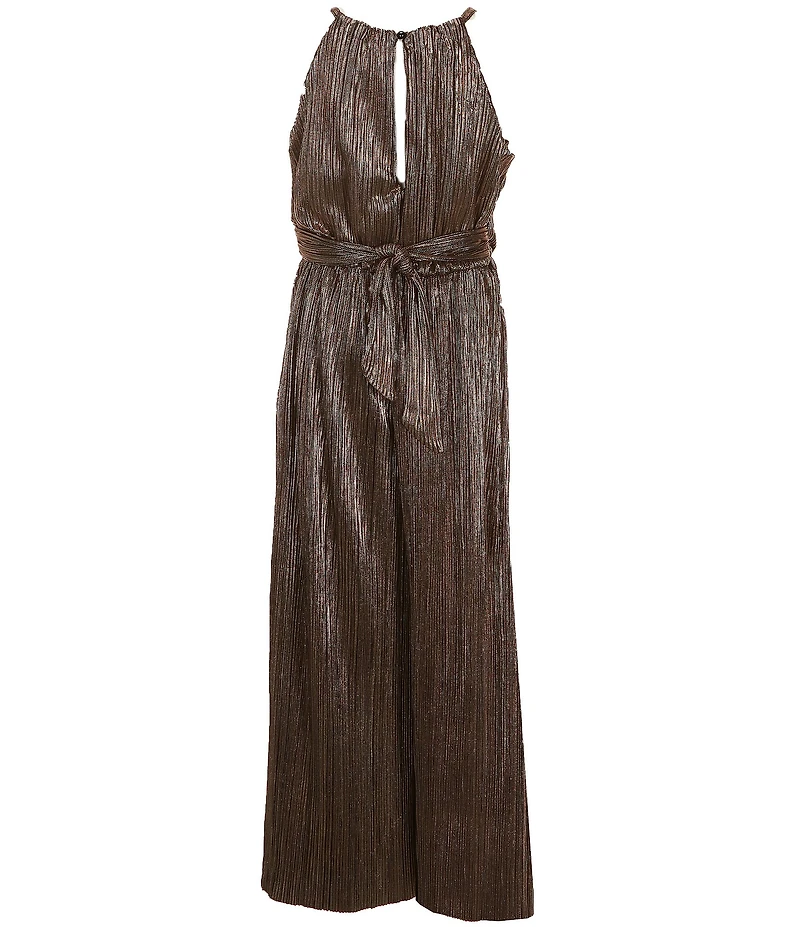 Honey and Rosie Big Girls Spaghetti Strap Halter Pleated Jumpsuit