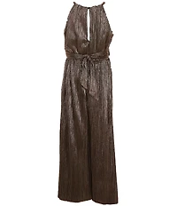 Honey and Rosie Big Girls Spaghetti Strap Halter Pleated Jumpsuit