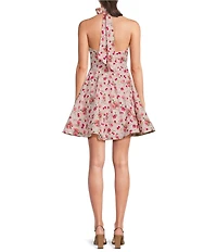 Honey and Rosie Cherry Floral Printed Halter Neck Fit And Flare Dress