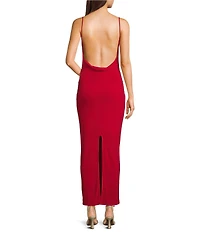 Honey and Rosie Cowl Neck Shirred Bodycon Maxi Dress