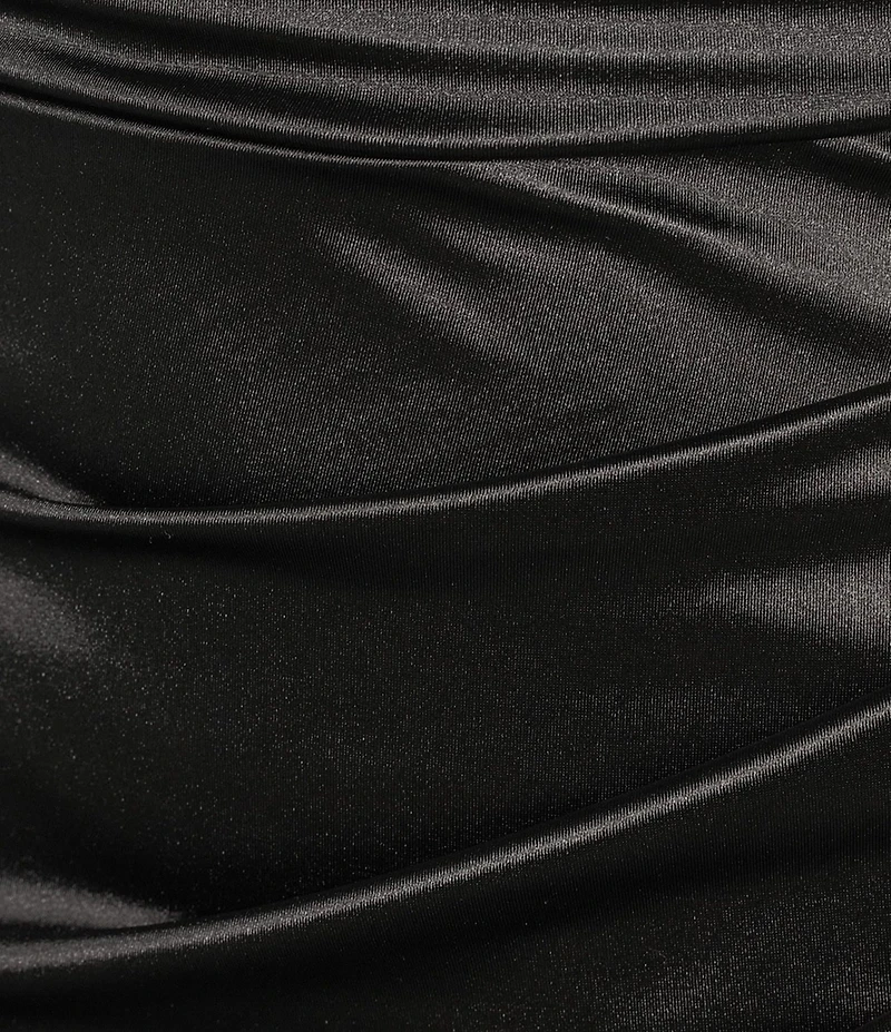 Honey and Rosie Deep V-Neck Halter Pleated Bodycon Mini Dress