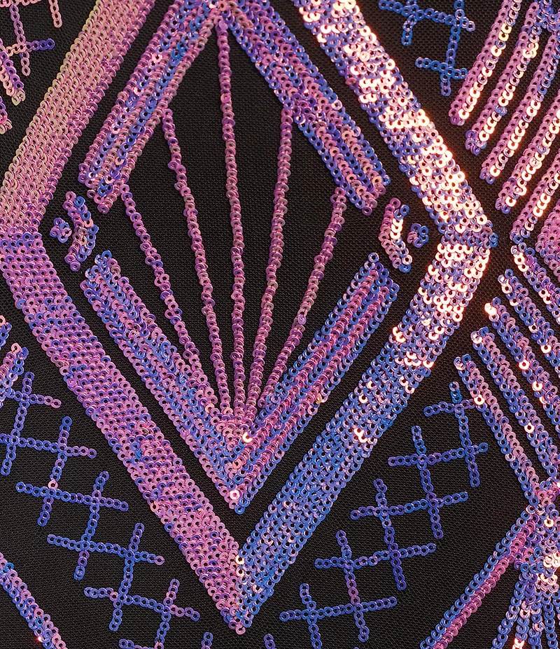 Honey and Rosie Deep V-Neck Sequin Patterned Long Dress