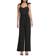 Honey and Rosie Dotted Scuba Crepe Sweetheart Neck Jumpsuit