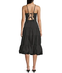Honey and Rosie Dotted Triple Bubble Hem Tier Drop Waist Midi Dress