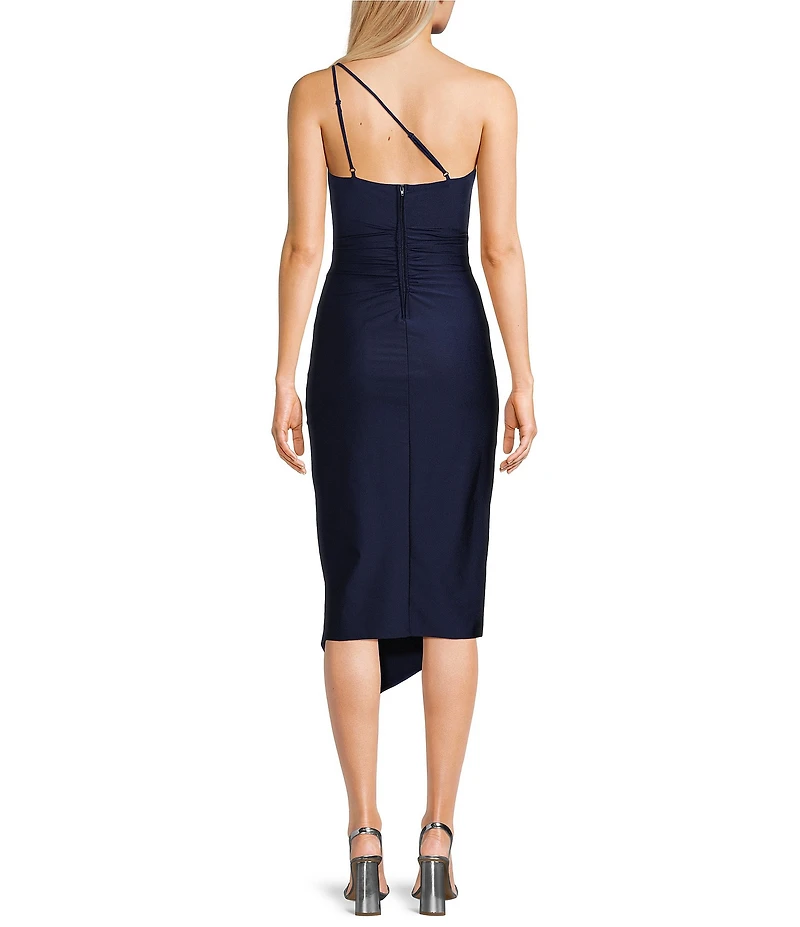 Honey and Rosie Doubled Spaghetti Strap One-Shoulder Asymmetrical Dress