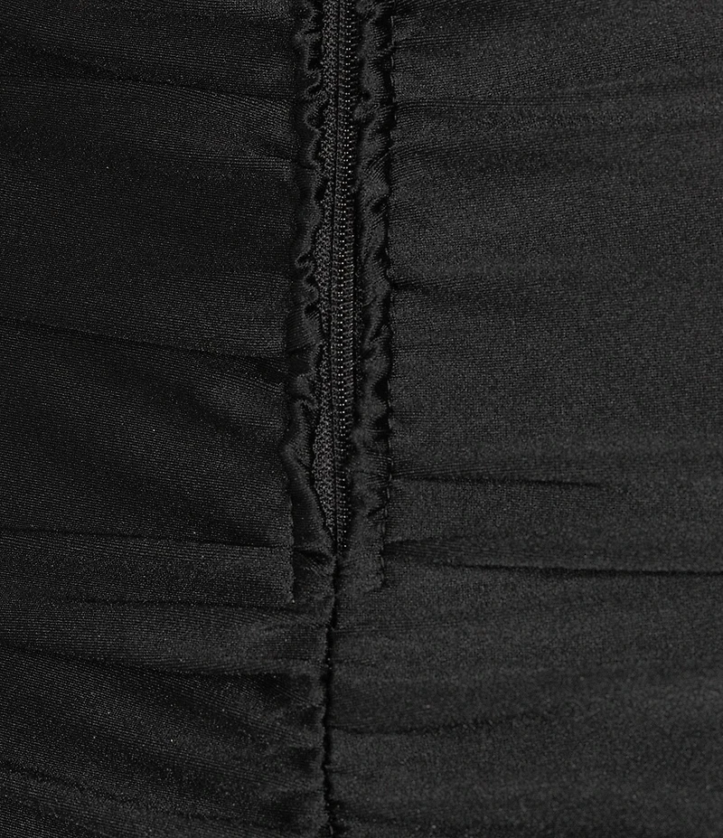 Honey and Rosie Drape Cowl Neck Lace Trim Shirred Bodycon Midi Dress