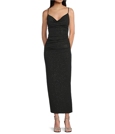 Honey and Rosie Drape Neck Low Open Back Midi Dress