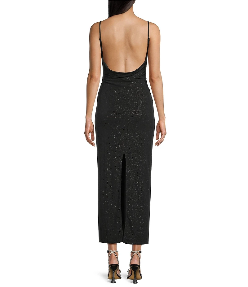 Honey and Rosie Drape Neck Low Open Back Midi Dress