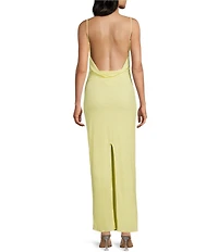 Honey and Rosie Drape Neck Low Open Back Midi Dress