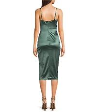 Honey and Rosie Drape Neck Side Pleat Envelope Hem Midi Dress