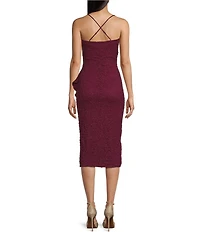 Honey and Rosie Floral Lace Asymmetrical Hem Ruffle Trim Dress