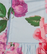 Honey and Rosie Floral Print Poplin Strapless Drop Waist Dress
