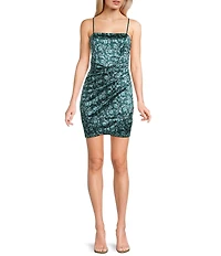 Honey and Rosie Floral Print Stretch Sateen Faux Wrap Dress