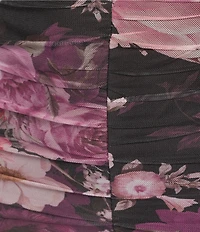 Honey and Rosie Floral Printed Mesh V-Notch Neck Ruffle Hem Midi Dress